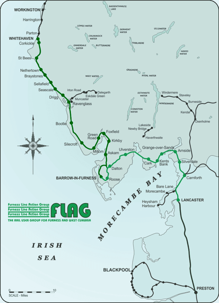 Furness Line rail maps showing station locations